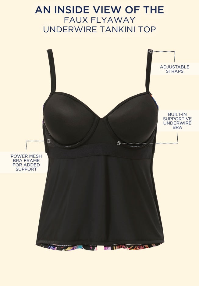 Faux Flyaway Underwire Tankini Top image number 3