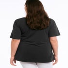 Stretch Knit V-neck Short Sleeve Chest Pocket Tunic image number null