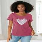 100% Cotton Jersey Slub Scoopneck Short Sleeve Graphic Tee image number null