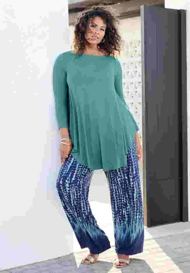 Plus Size Boatneck Swing Ultra Drape Tunic Top image number 2