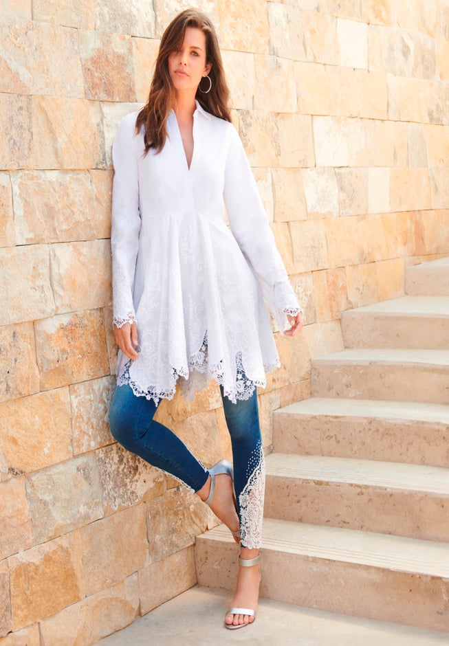 Poplin Embroidered Swing Tunic image number 5