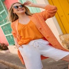 Perfect Short-Sleeve Shirred V-Neck Tunic image number null