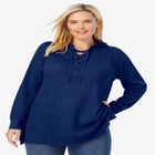 Waffle-Thermal Lace-Up Hoodie image number 0