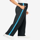Cotton French Terry Straight-Leg Pull-On Side-Stripe Pants image number 2