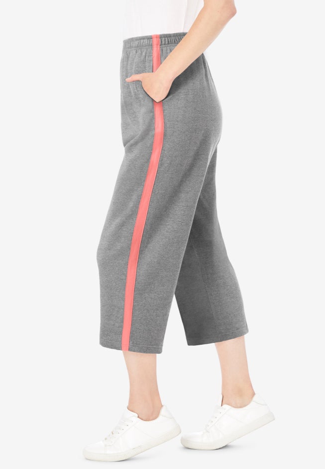 Side-Stripe Cotton French Terry Capri image number 2