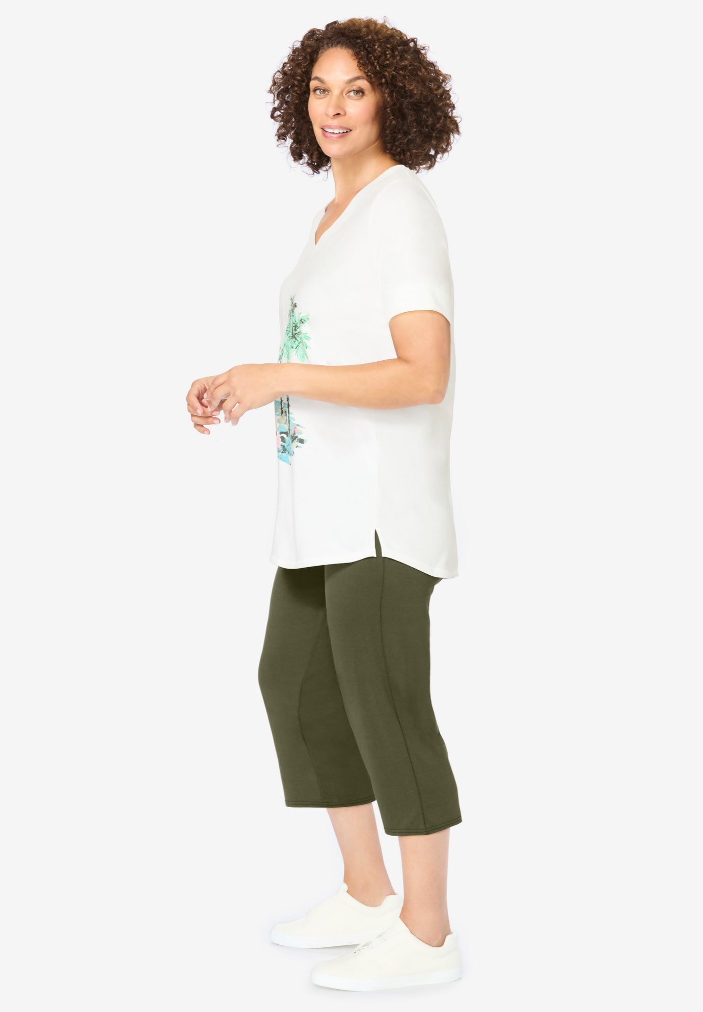 Two-Piece V-Neck Tunic & Capri Set image number 2