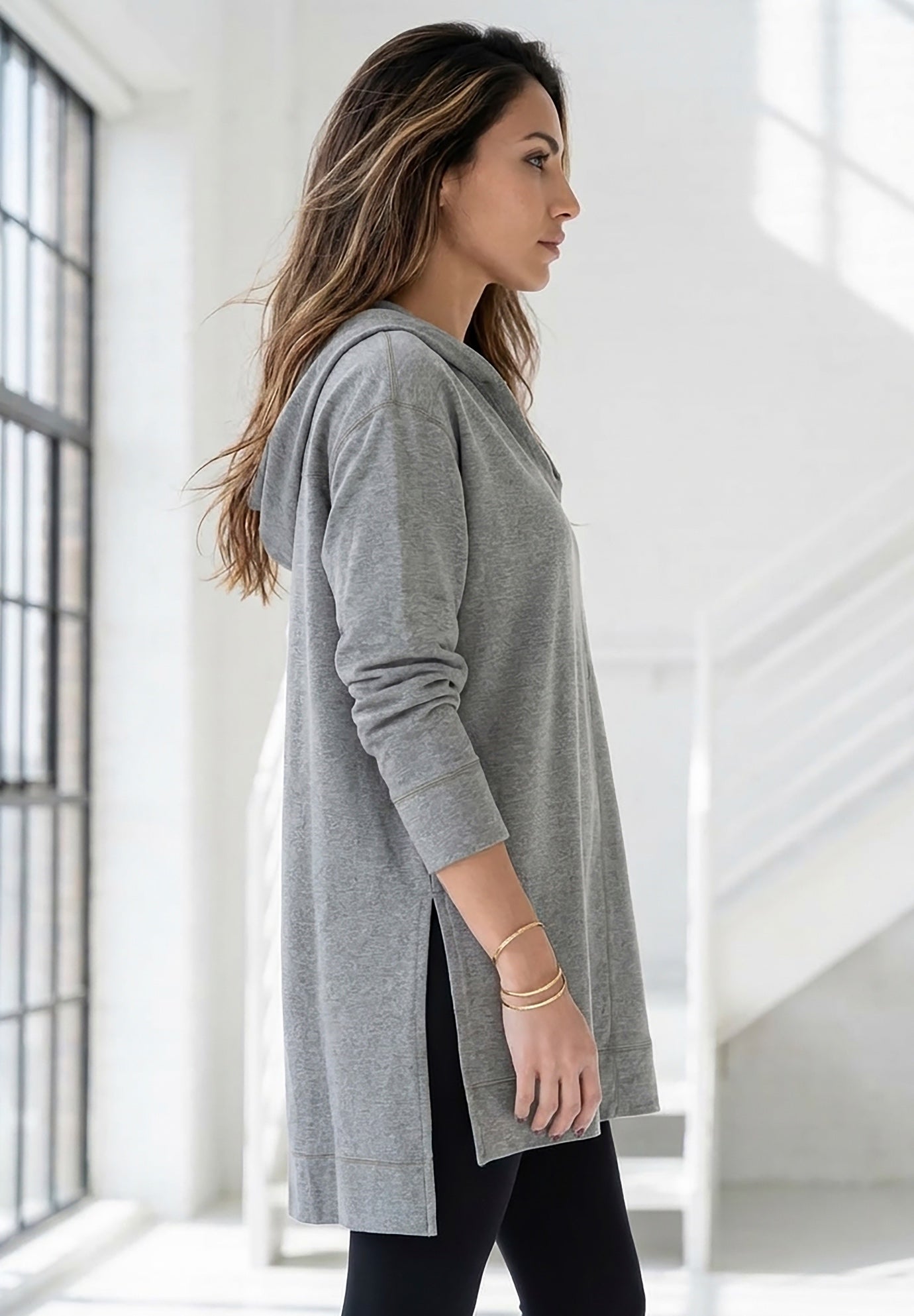 French Terry Tunic Hoodie image number 2