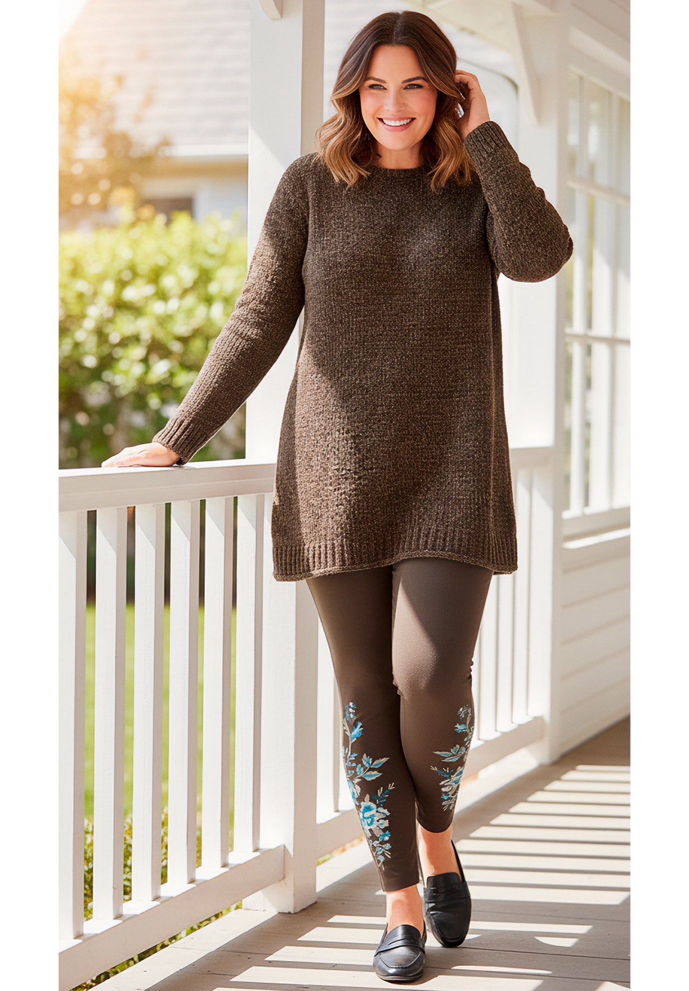 Stretch-Cotton Knit Pull-On Embroidered Leggings image number 0