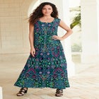 Plus Size Sleveless Hand-Crinkled Button-Front A-Line Maxi &ndash; Curvy Breezy Dress image number null