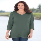 Perfect Three-Quarter Sleeve V-Neck Tee image number null