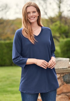 Perfect Three-Quarter Sleeve V-Neck Tee