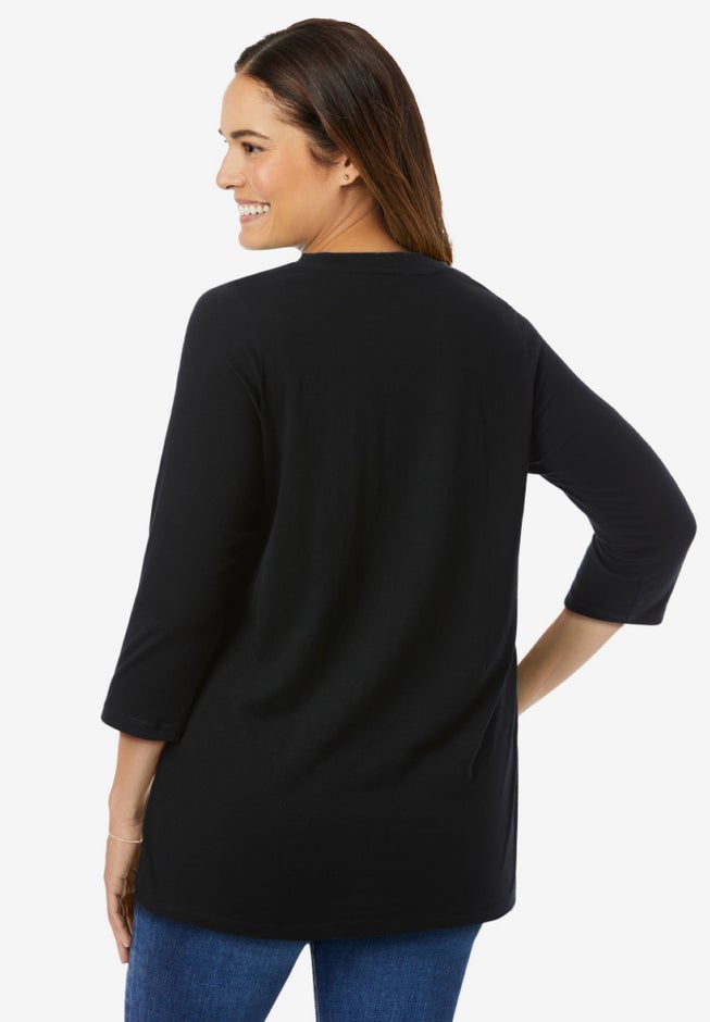 Perfect Three-Quarter Sleeve V-Neck Tee image number 2