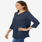 Perfect Three-Quarter Sleeve V-Neck Tee image number 3