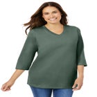 Perfect Three-Quarter Sleeve V-Neck Tee image number null