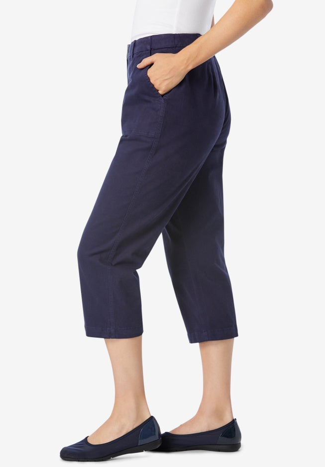 Adjustable Waist Chino Capri image number 2