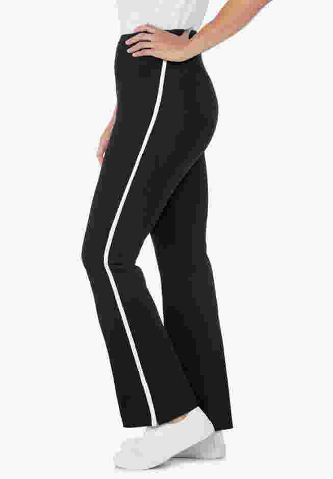 Stretch-Cotton Knit Pull-On Bootcut Side-Stripe Leggings image number 3