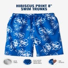 Hibiscus Print 8" Swim Trunks image number null
