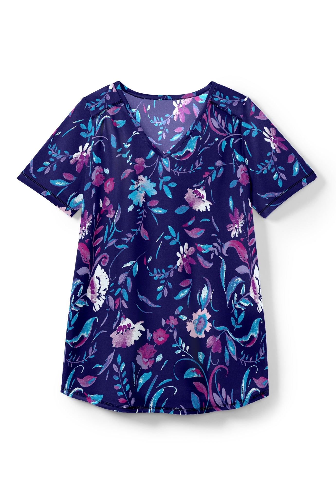 Short-Sleeve V-Neck Shirred Tee image number 15