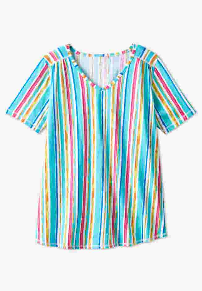 Short-Sleeve V-Neck Shirred Tee image number 11