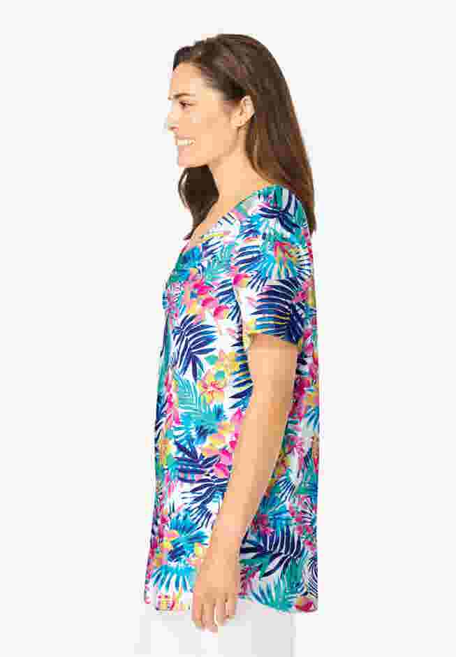 Short-Sleeve V-Neck Shirred Tee image number 2