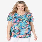 Short-Sleeve V-Neck Shirred Tee image number null