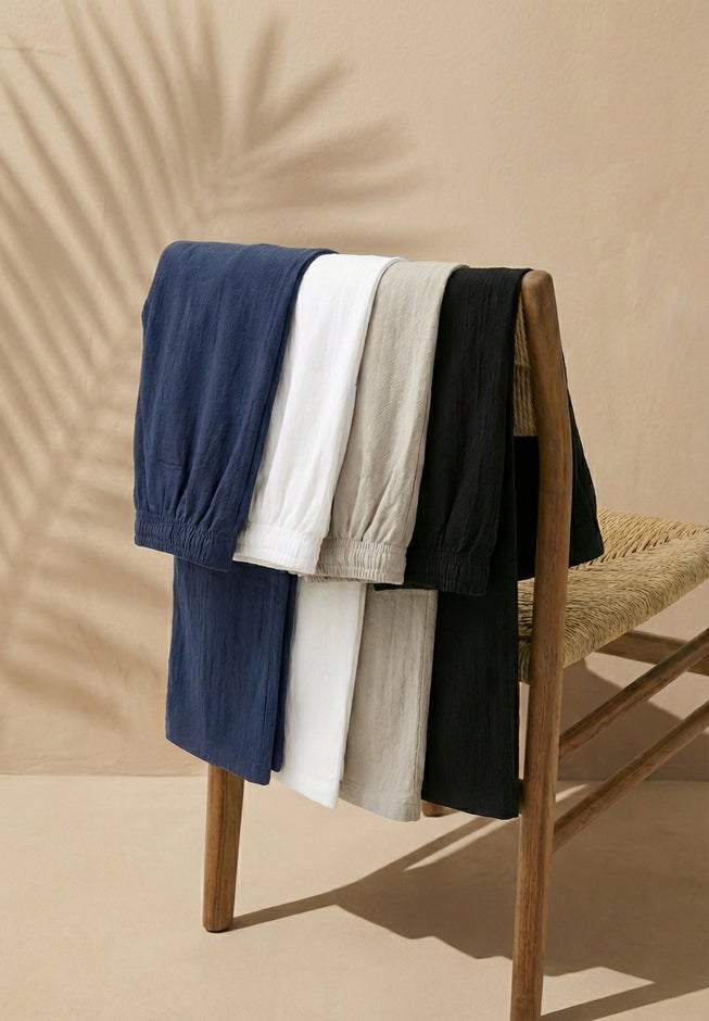 Elastic Waist Gauze Cotton Pants image number 5