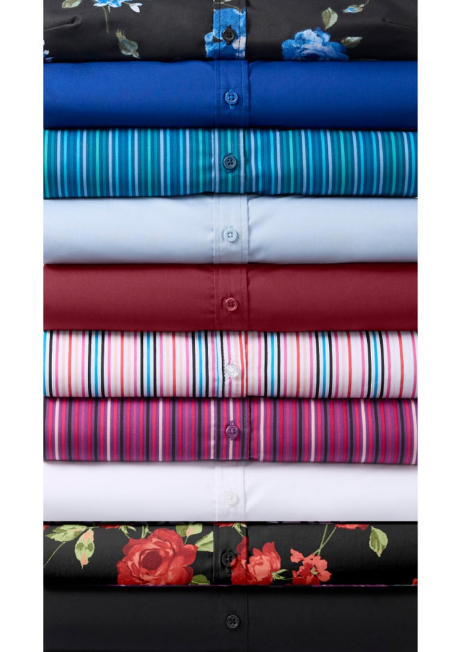 Plus Size Kate Long Sleeve Tunic Easy Cotton-Blend Button-Front Shirt image number 7