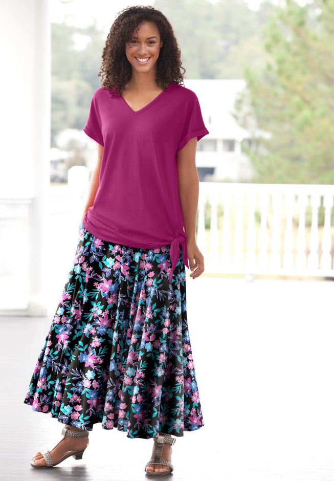 Wide Elastic Waist Skirt image number 3