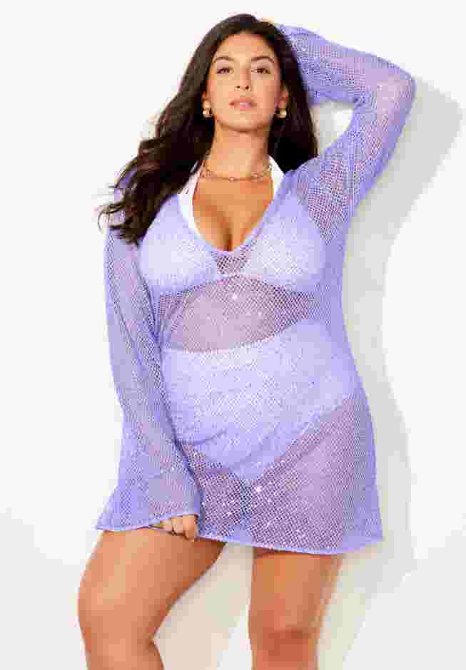 Sequin V-Neck Cover Up Dress image number 3