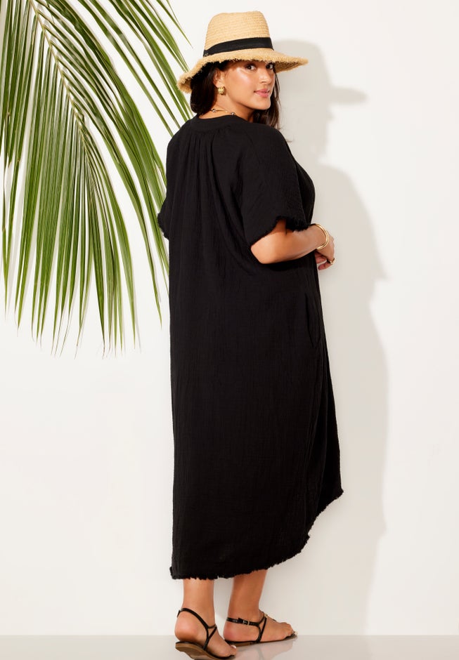 Cotton Gauze High-Low Sun Dress Cover Up image number 1