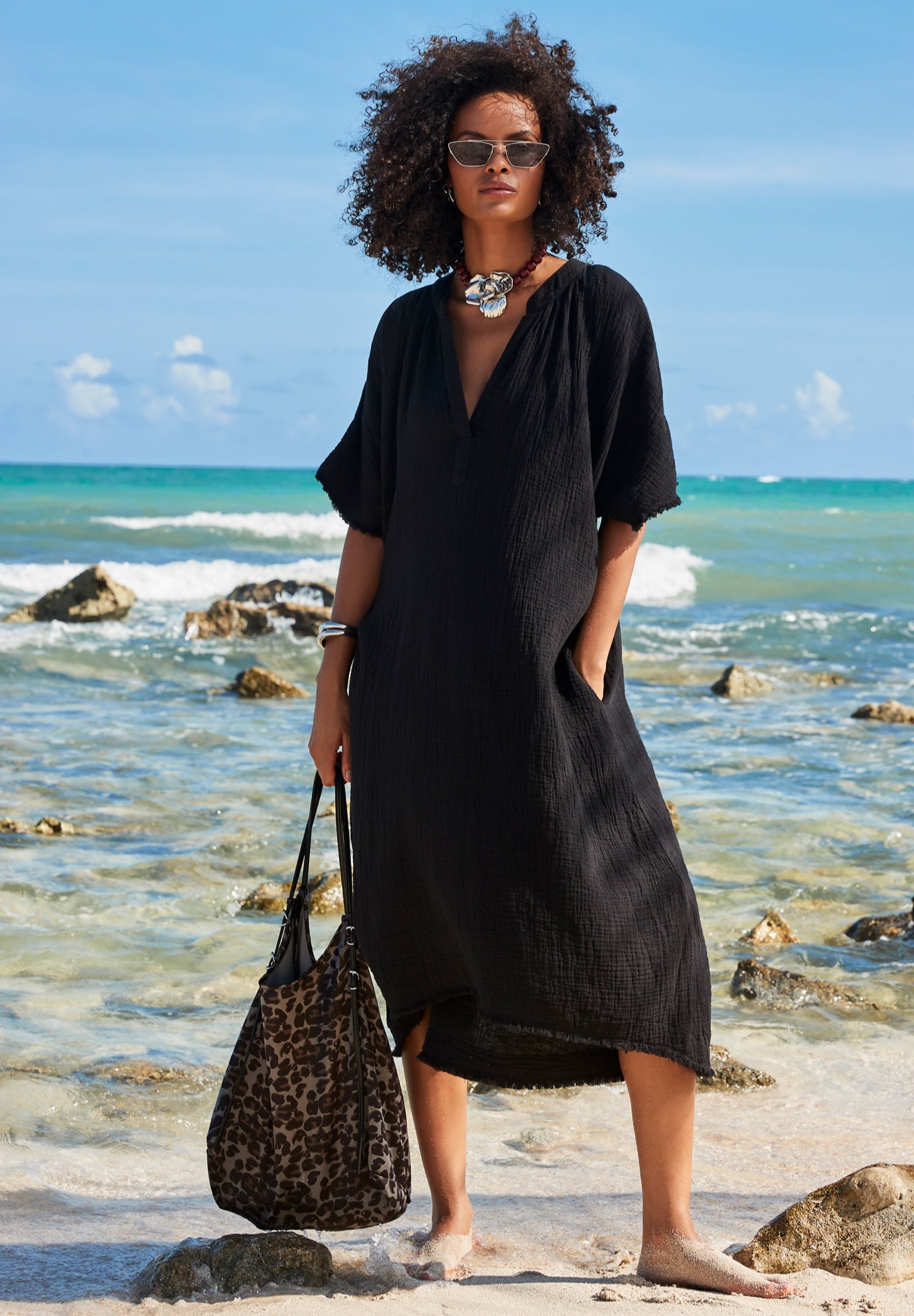 Cotton Gauze High-Low Sun Dress Cover Up image number 0