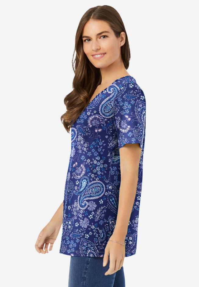 Perfect Printed Short-Sleeve V-Neck Tunic image number 2