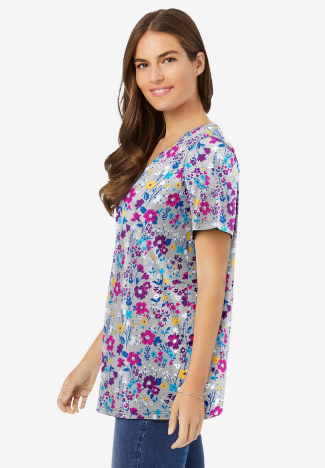 Perfect Printed Short-Sleeve V-Neck Tunic image number 2