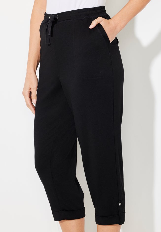 Cloud Knit French Terry Roll Tab Capri image number 3