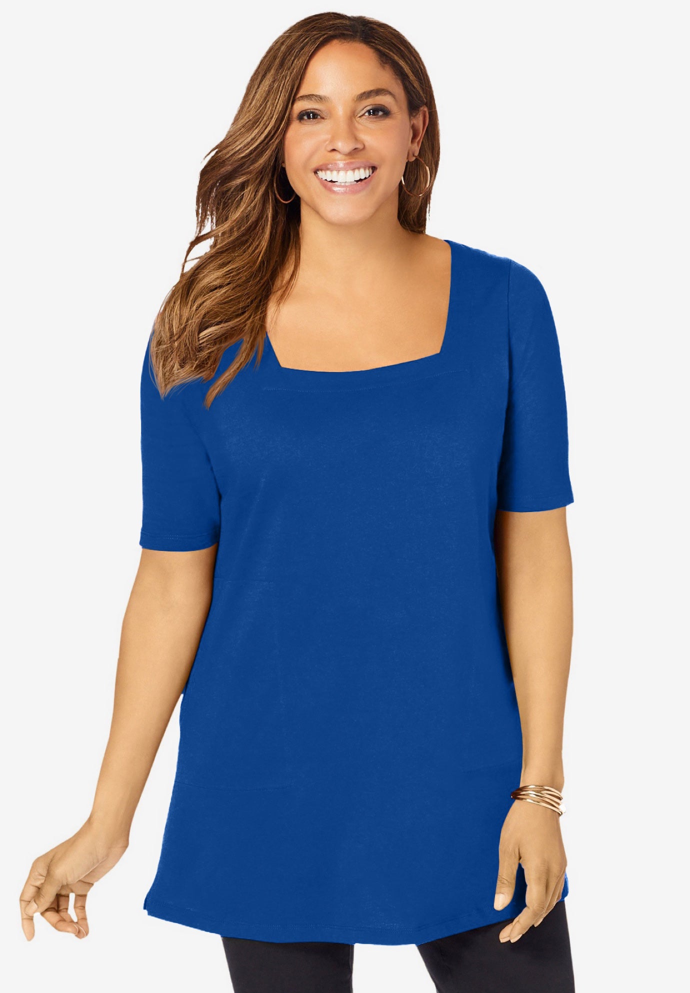 Stretch Cotton Square Neck Tunic image number 0
