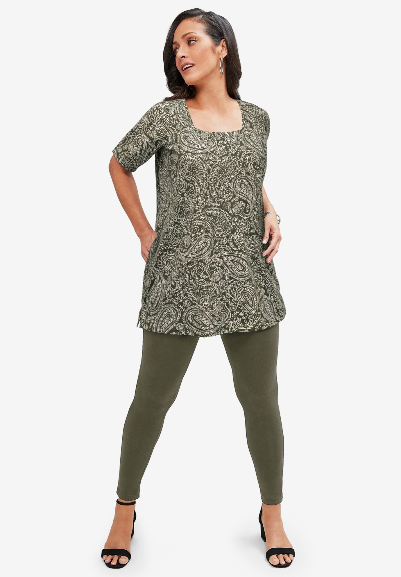 Stretch Cotton Square Neck Tunic image number 0