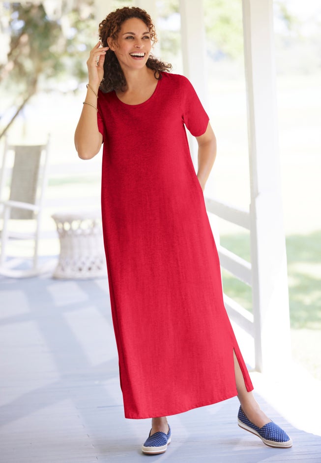 Perfect Short-Sleeve Scoopneck Maxi Tee Dress image number 3
