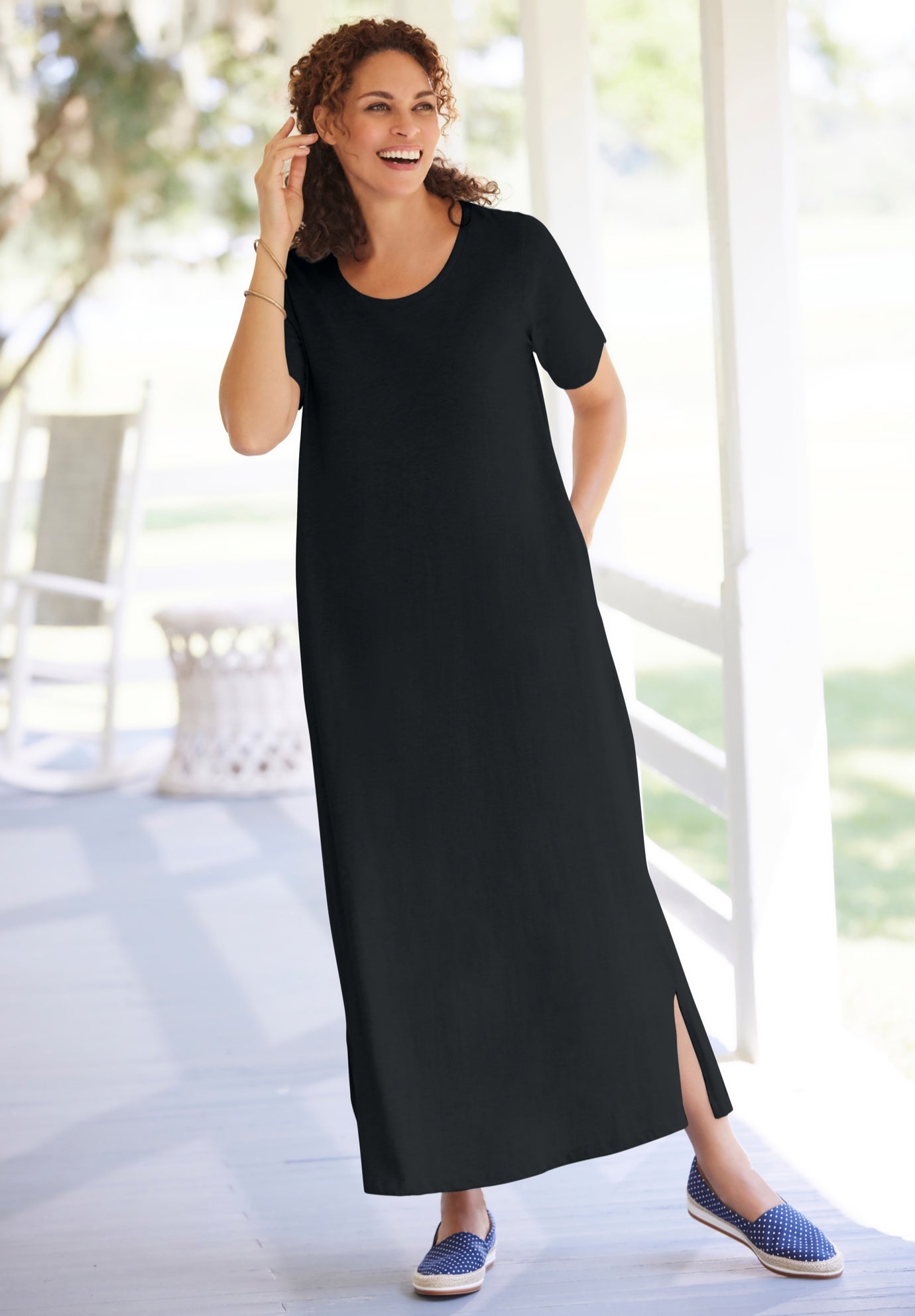 Perfect Short-Sleeve Scoopneck Maxi Tee Dress image number 4