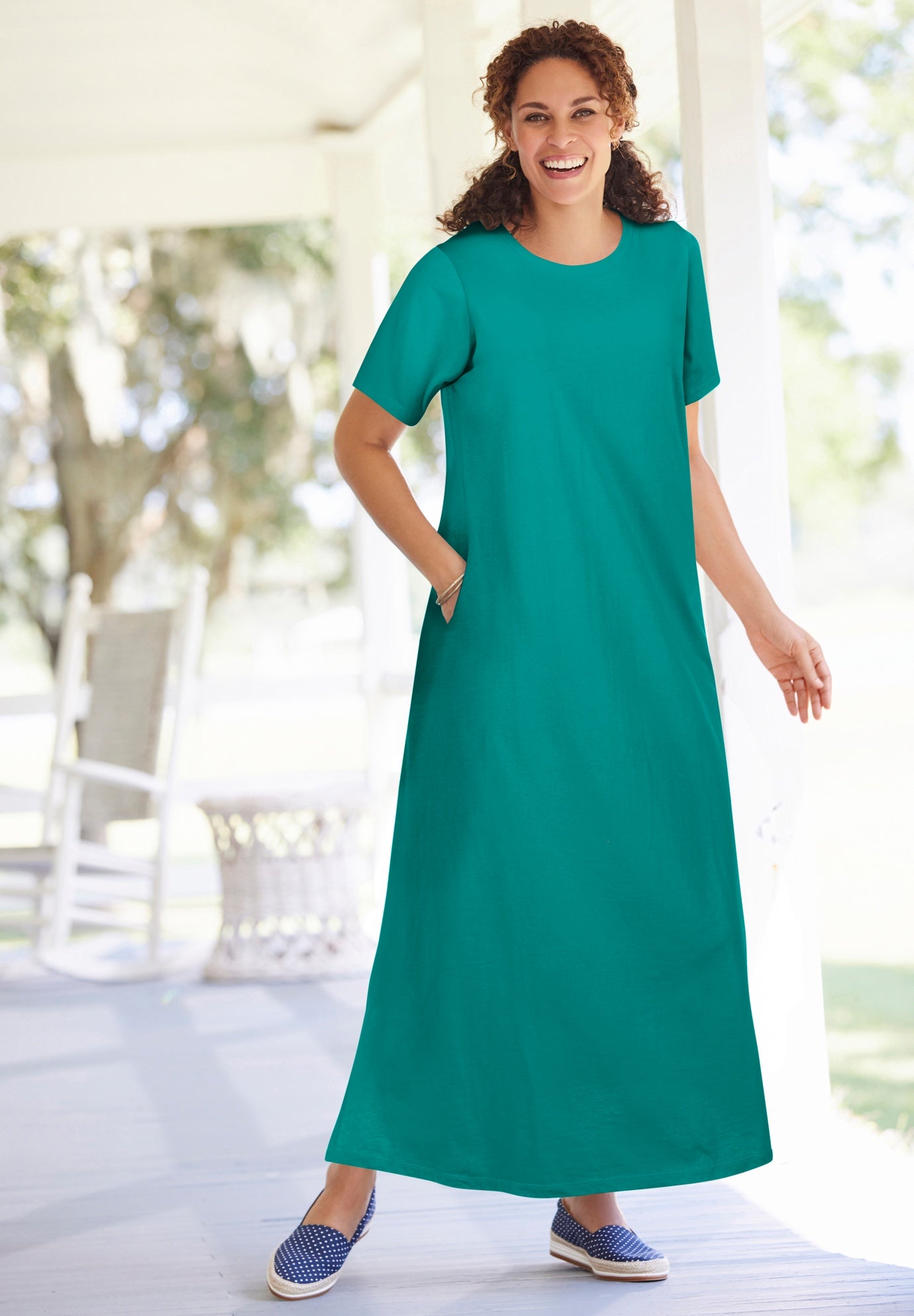 Perfect Short-Sleeve Scoopneck Maxi Tee Dress image number 0