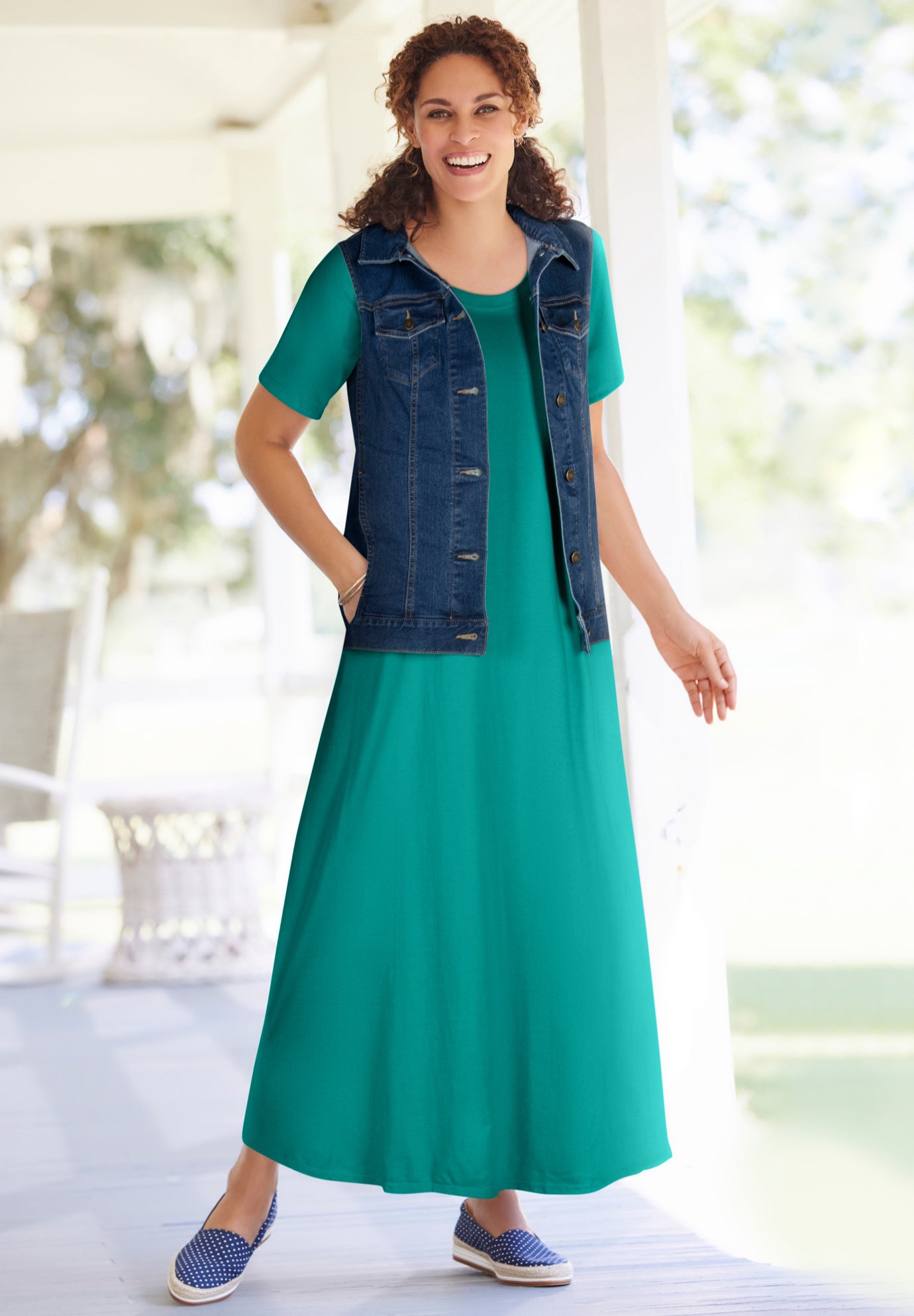 Perfect Short-Sleeve Scoopneck Maxi Tee Dress image number 6