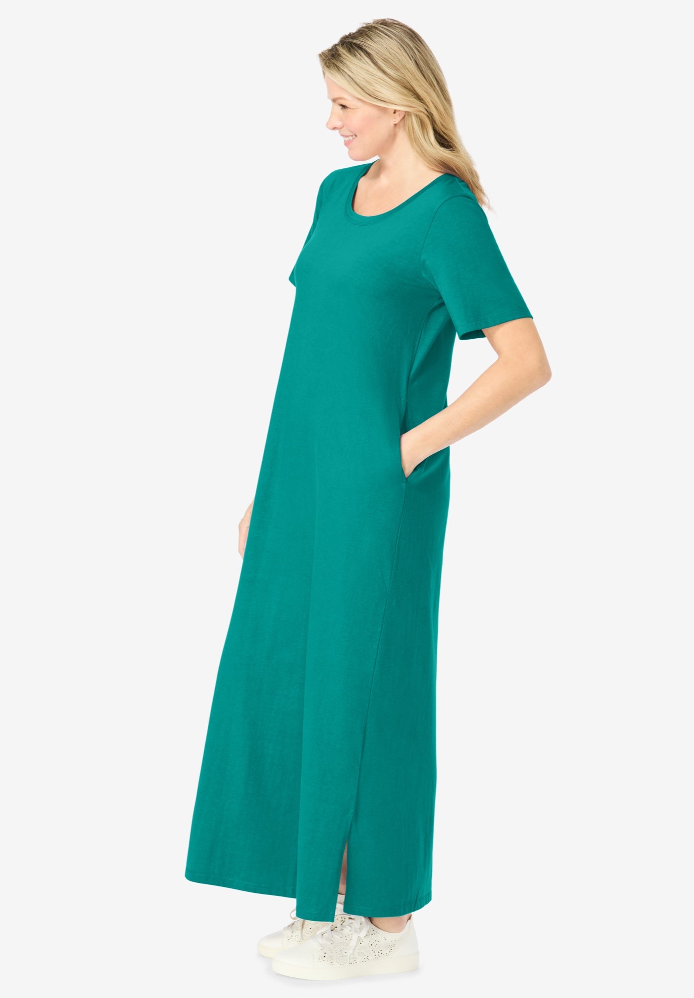 Perfect Short-Sleeve Scoopneck Maxi Tee Dress image number 1