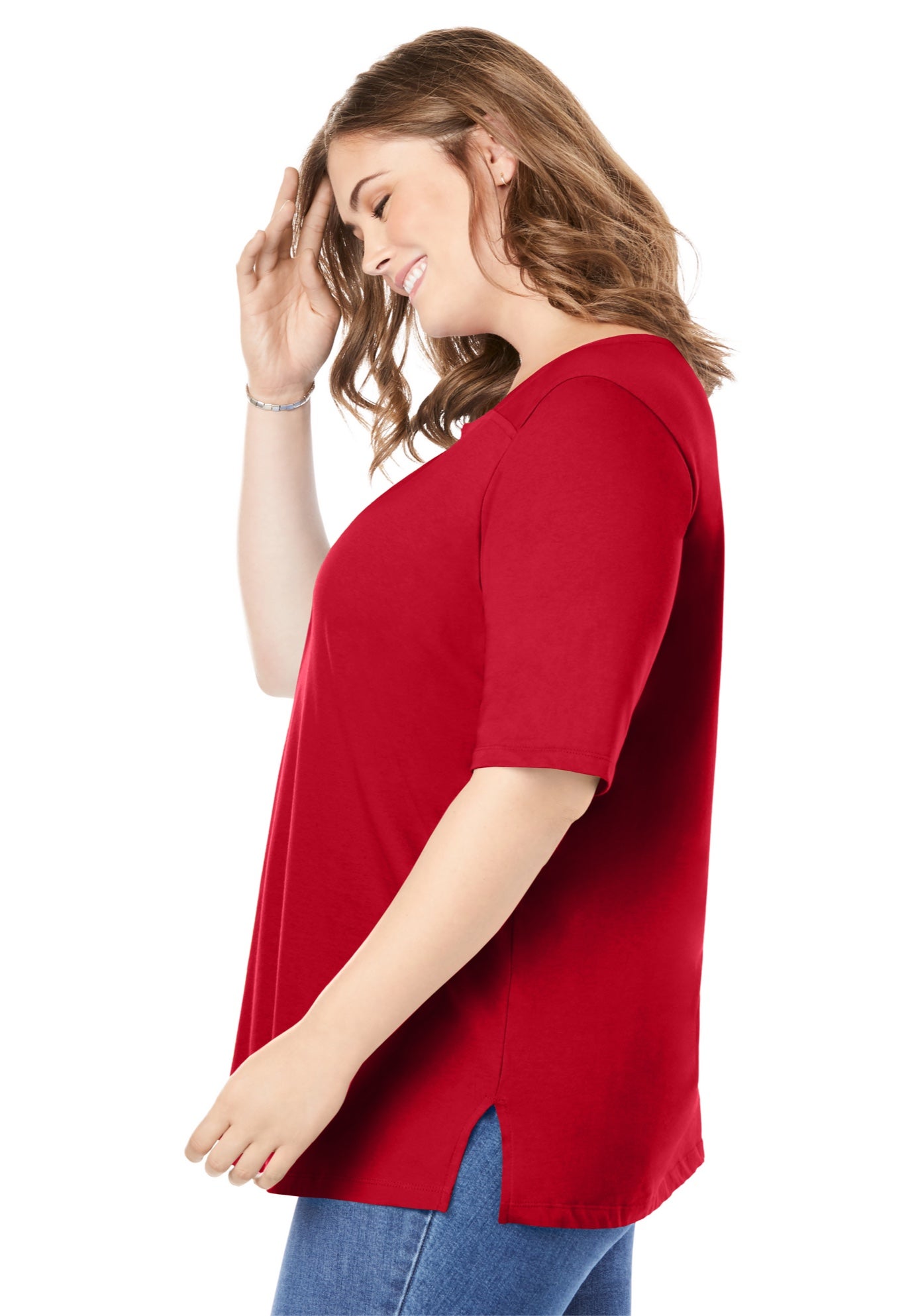 Perfect Elbow-Sleeve Square-Neck Tee image number 2