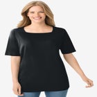 Perfect Elbow-Sleeve Square-Neck Tee image number 0