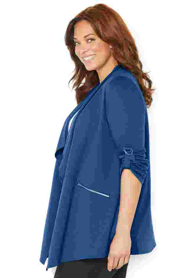 Cloud Knit French Terry Drape Front Cardigan image number 2