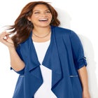 Cloud Knit French Terry Drape Front Cardigan image number null