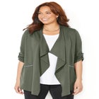 Cloud Knit French Terry Drape Front Cardigan image number null