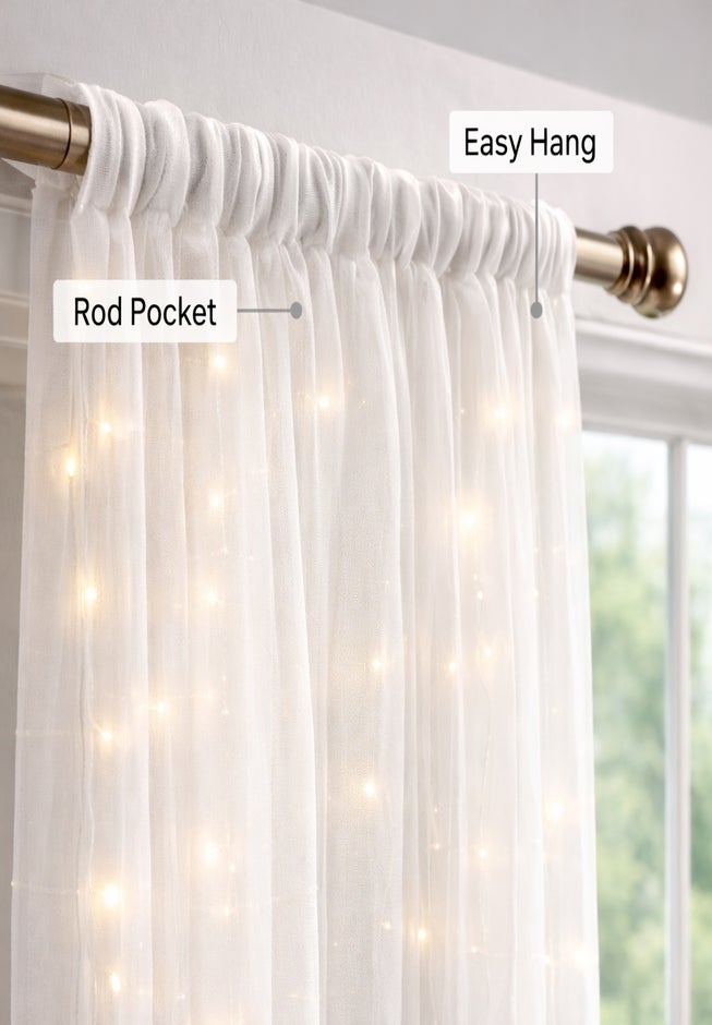 Pre-Lit Rod-Pocket Curtain Panel image number 4