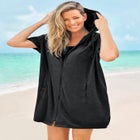 Terry Longer-Length Hooded Zip-Front Swim Cover-Up image number null