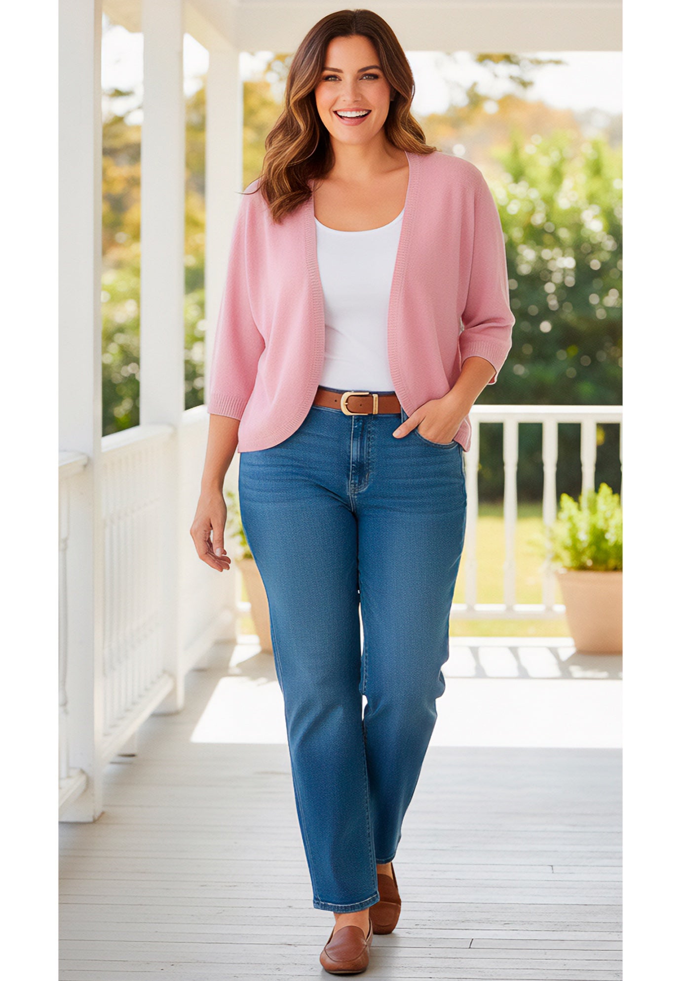 Rib Trim Cardigan Shrug Sweater image number 0