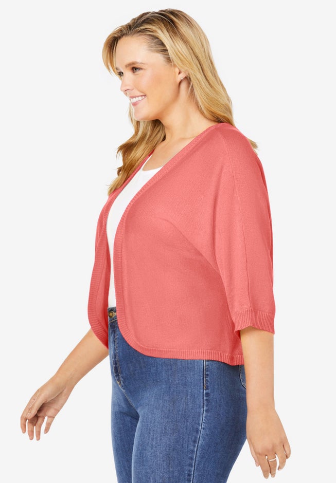 Rib Trim Cardigan Shrug image number 2